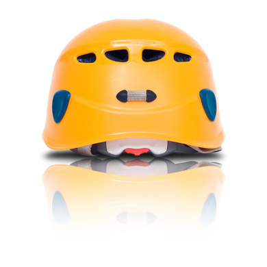 Yellow climbing helmet